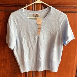J. Crew Light Blue Short Sleeve Crewneck Sweater